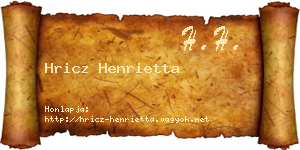 Hricz Henrietta névjegykártya